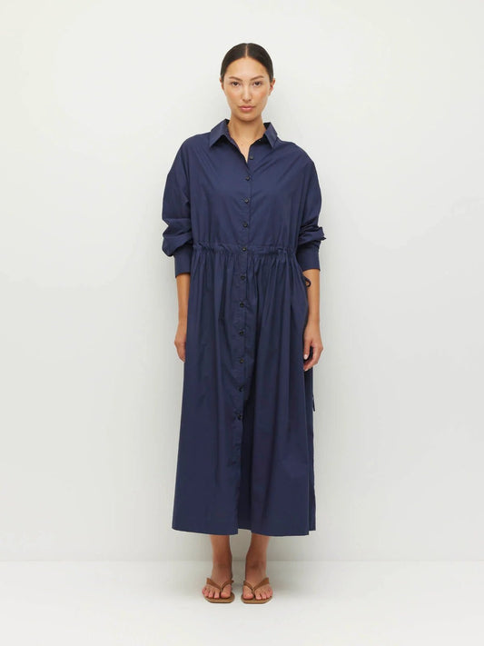 Juliette Hogan | Lenora Dress (Crisp Poplin) Navy | Palm Boutique