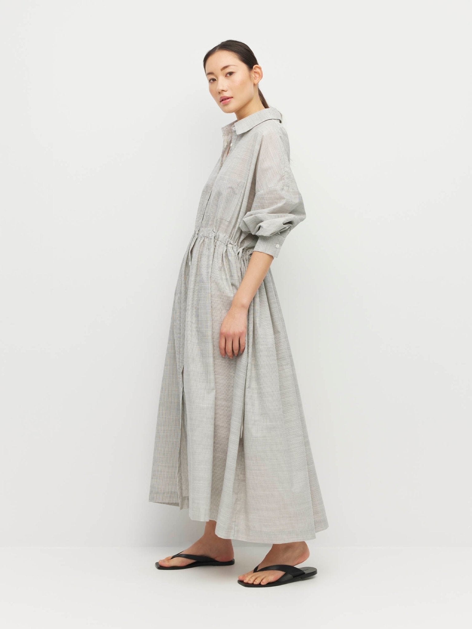 Juliette Hogan | Lenora Dress (Pinstripe Voile) | Fine Stripe | Palm Boutique