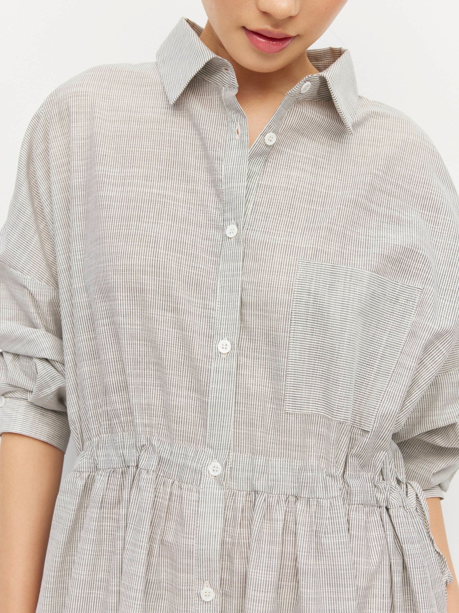 Juliette Hogan | Lenora Dress (Pinstripe Voile) | Fine Stripe | Palm Boutique