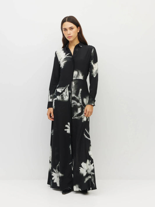 Juliette Hogan | Lisbeth Dress (Inkflower Silk CDC) | Carbon | Palm Boutique