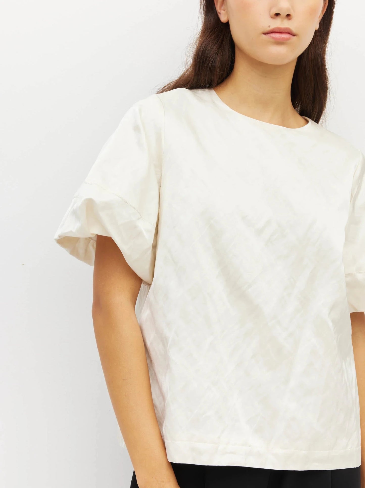 Juliette Hogan | Loro Top (Sculptural Satin) | Antique Pearl | Palm Boutique
