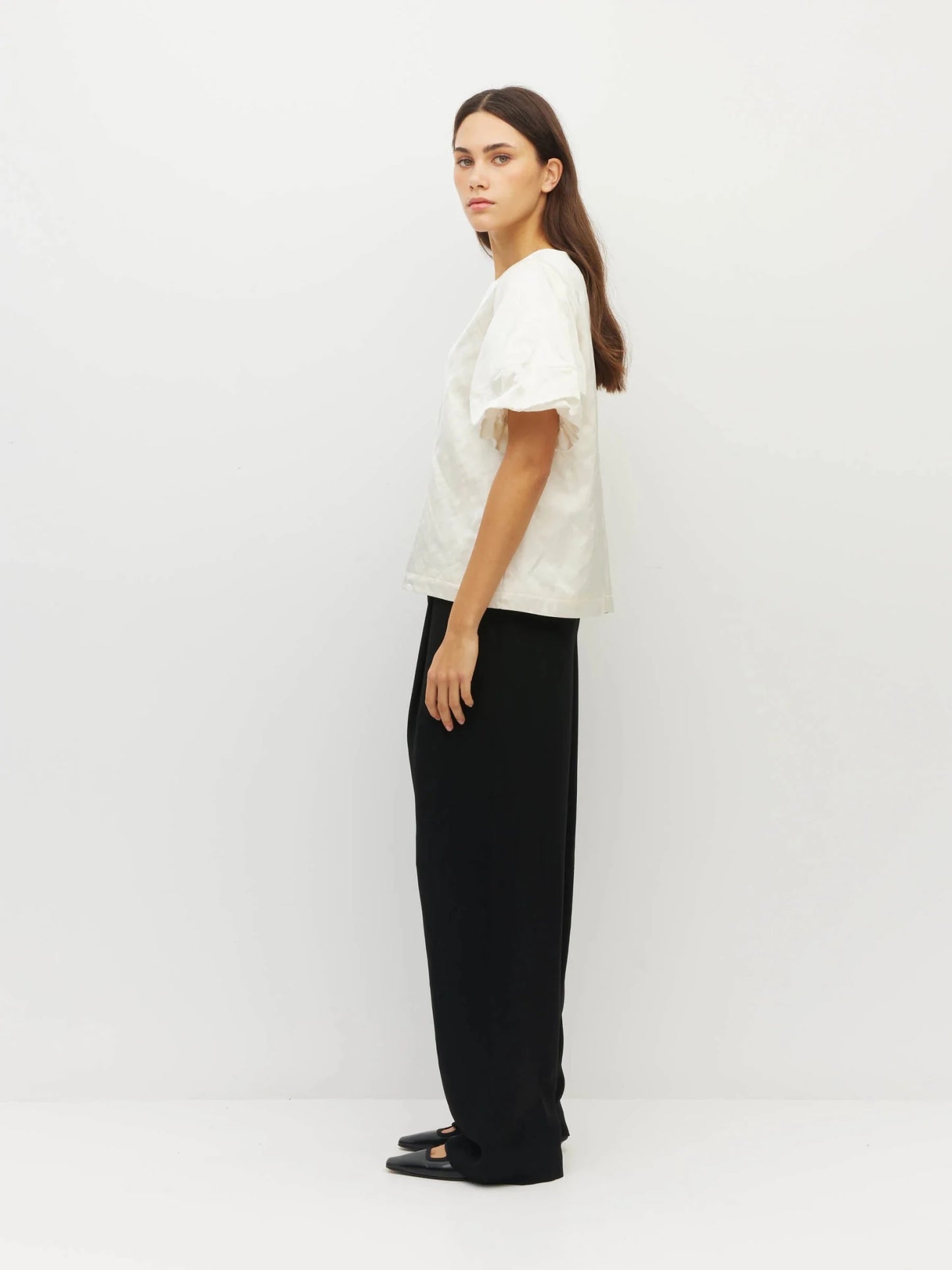 Juliette Hogan | Loro Top (Sculptural Satin) | Antique Pearl | Palm Boutique