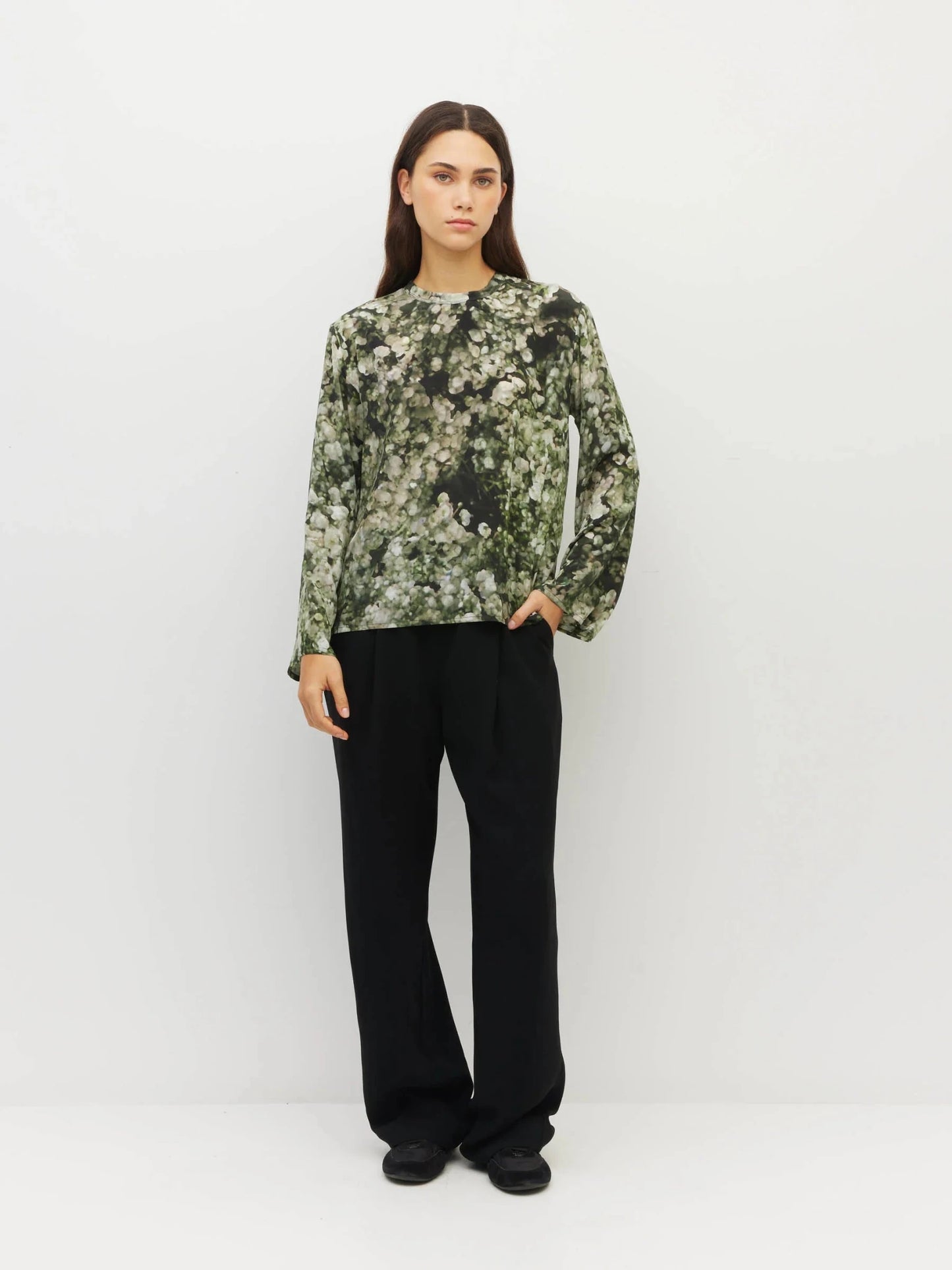 Juliette Hogan | L/S Fancy T (Gypsy Flora Crepe) | Seagrass | Palm Boutique