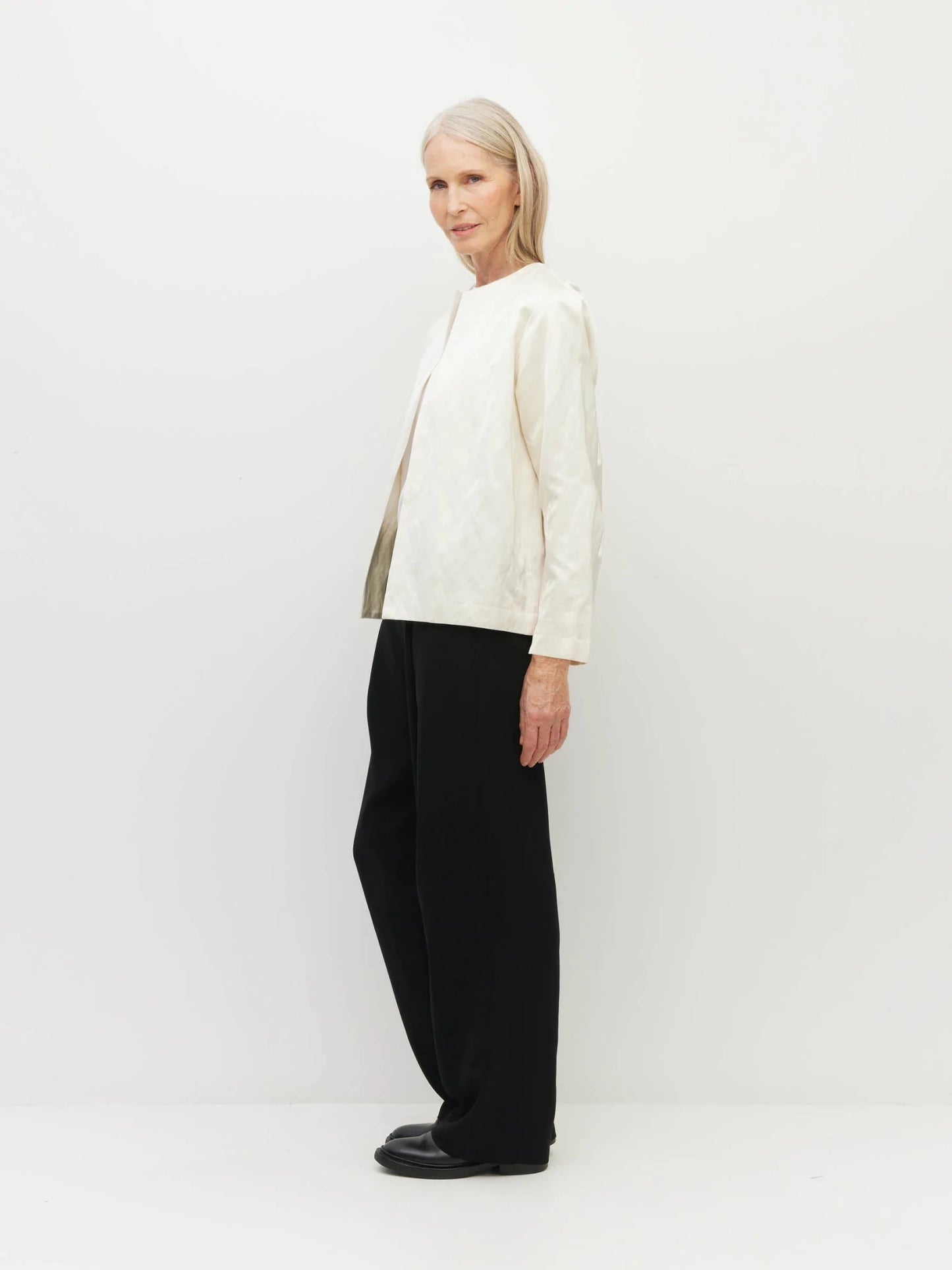 Juliette Hogan | Swing Jacket (Sculptural Satin) | Antique Pearl | Palm Boutique