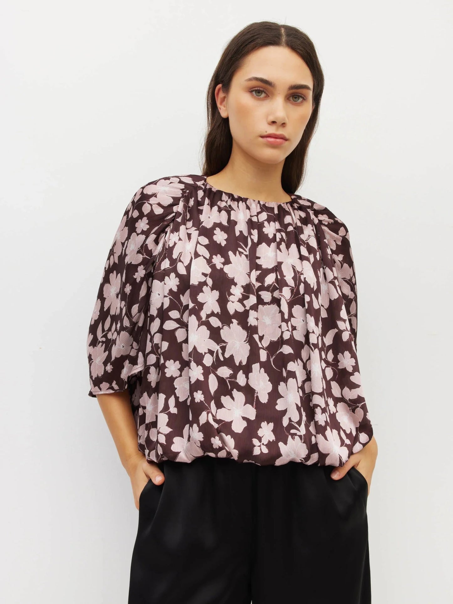 Juliette Hogan | Una Top (Dusk Blossom Plisse) | Rose Lustre | Palm Boutique