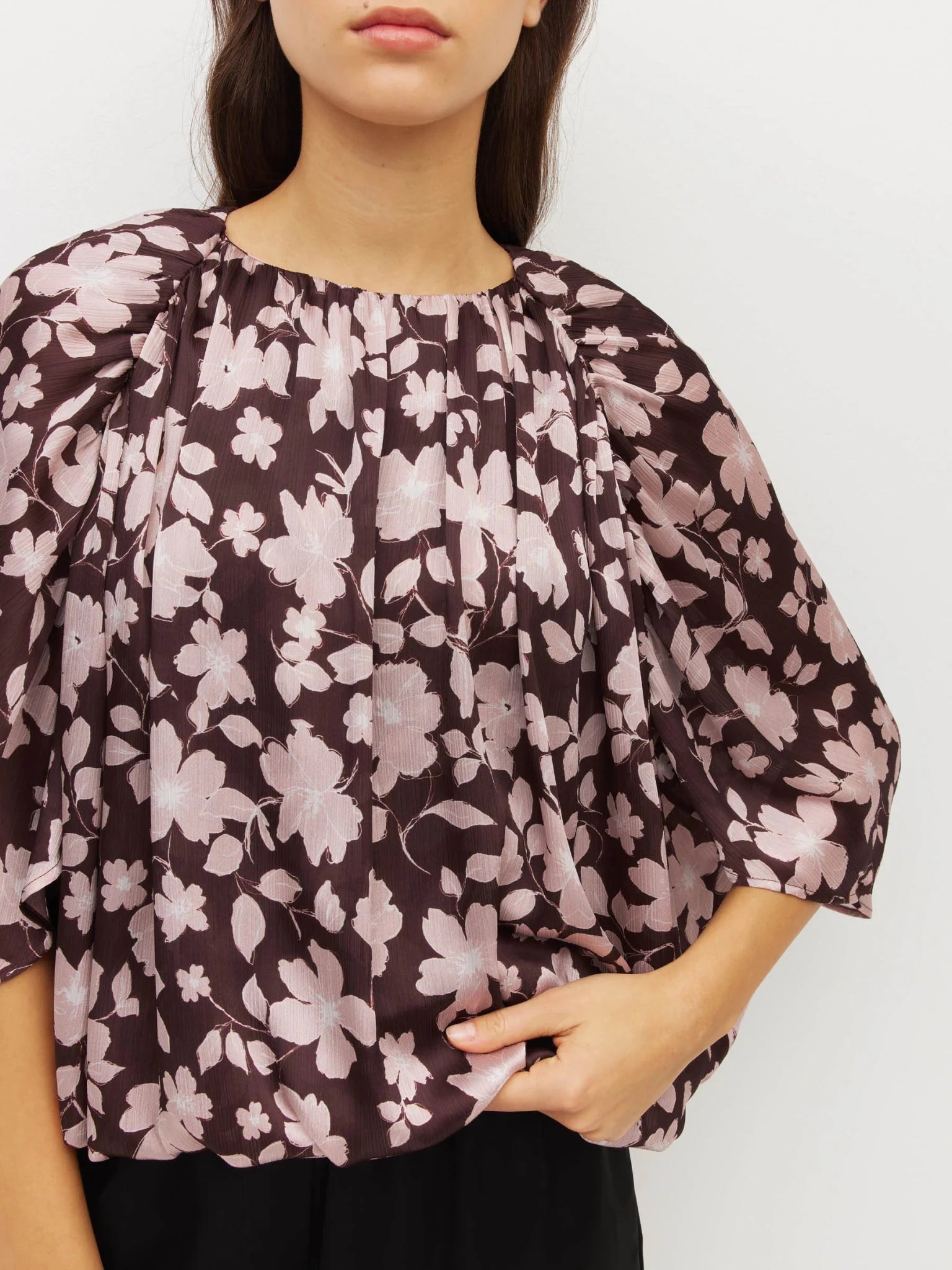 Juliette Hogan | Una Top (Dusk Blossom Plisse) | Rose Lustre | Palm Boutique