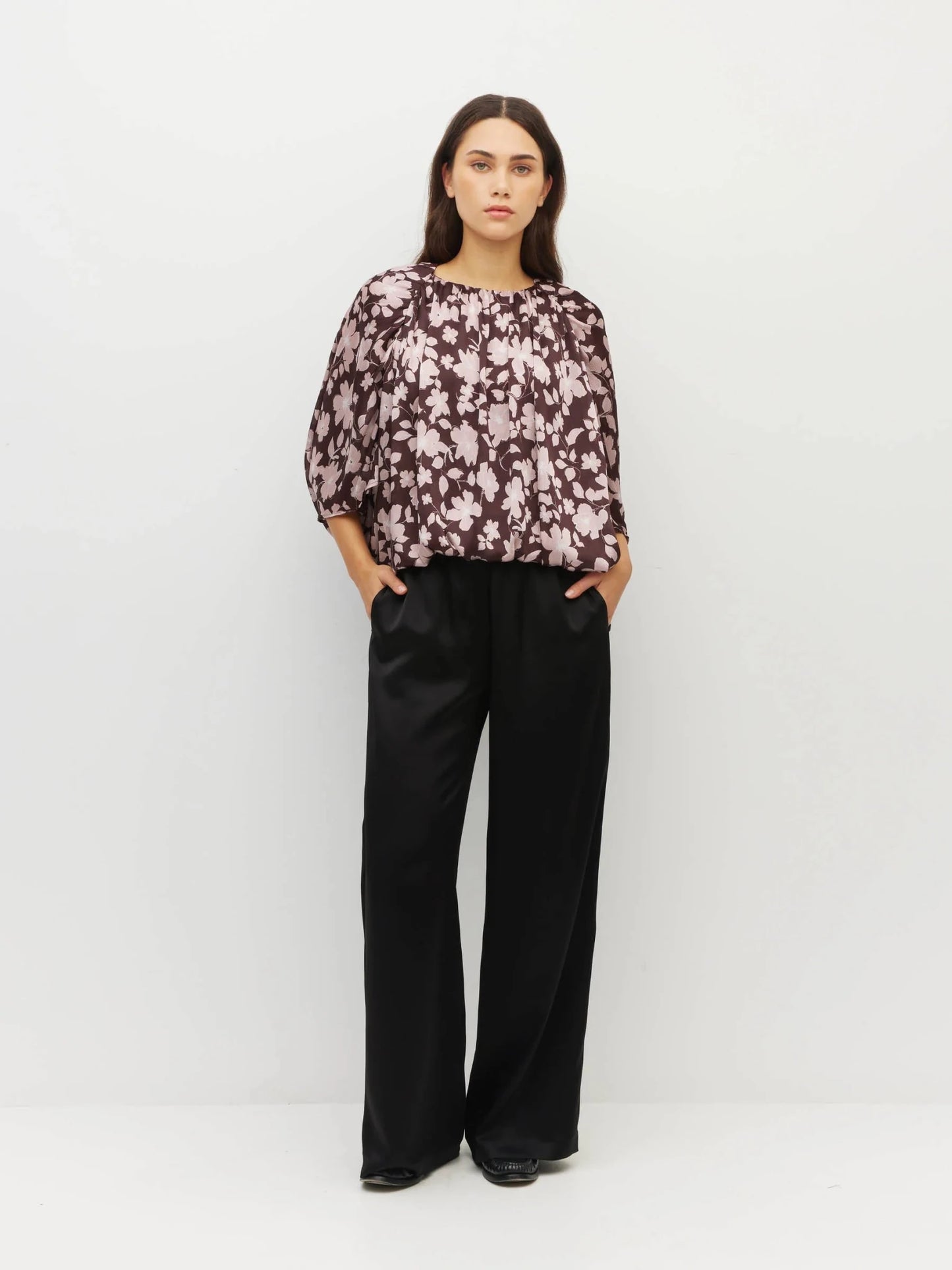 Juliette Hogan | Una Top (Dusk Blossom Plisse) | Rose Lustre | Palm Boutique