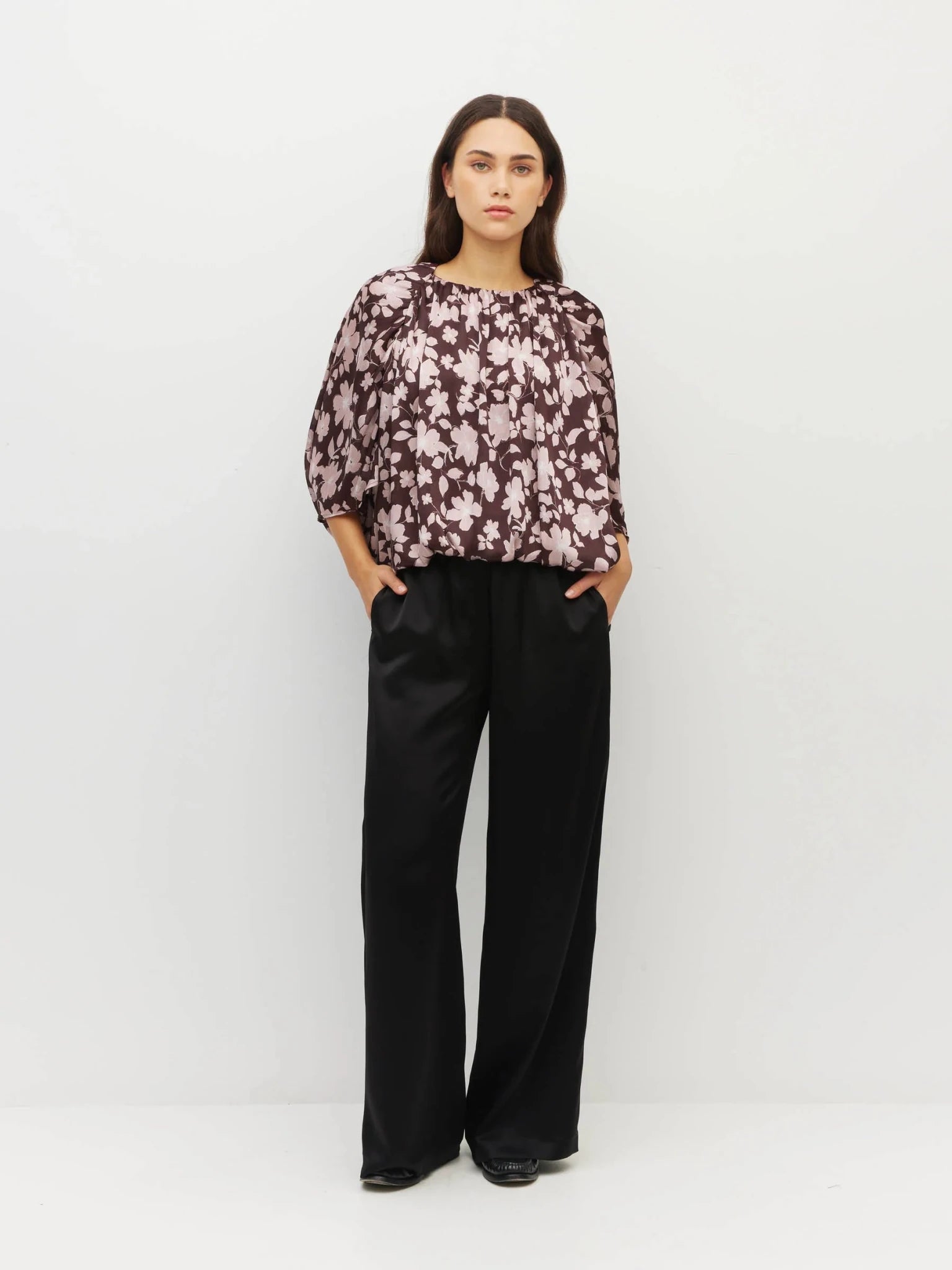Juliette Hogan | Una Top (Dusk Blossom Plisse) | Rose Lustre | Palm Boutique
