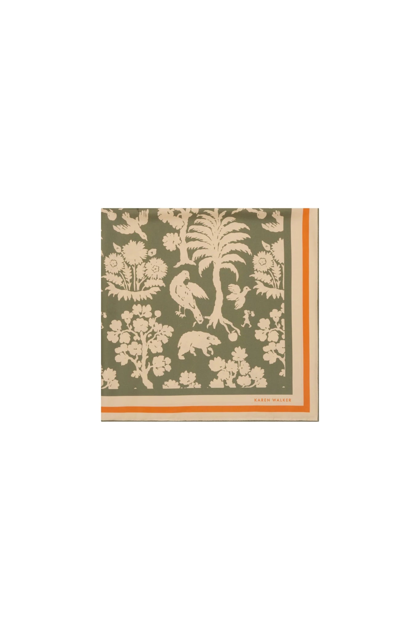Karen Walker | Animal Kingdom Classic Silk Scarf | Olive | Palm Boutique