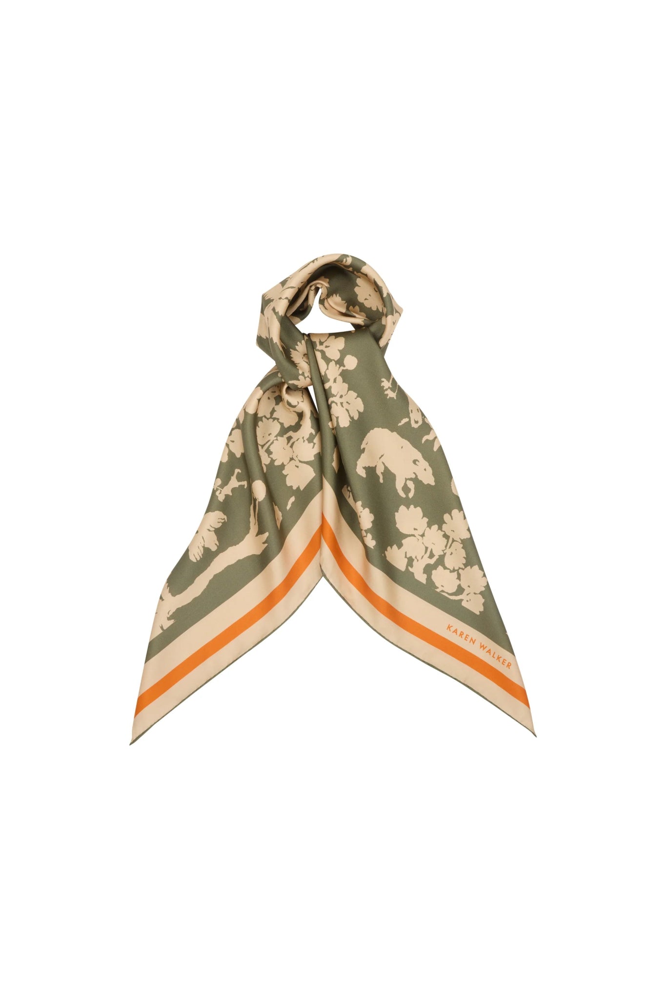 Karen Walker | Animal Kingdom Classic Silk Scarf | Olive | Palm Boutique