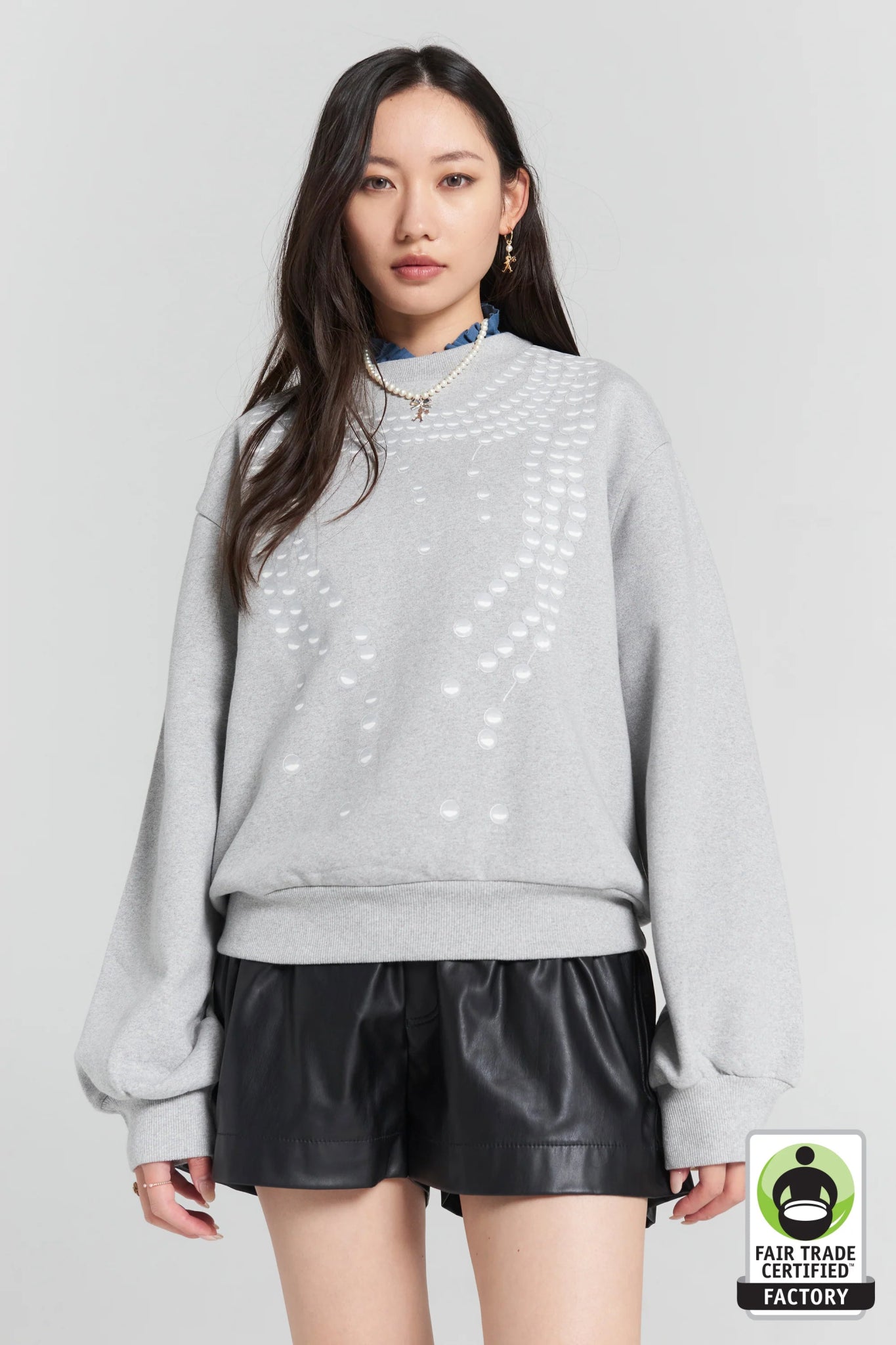 Karen Walker | Broken Pearls Crewneck Sweatshirt | Grey Marle | Palm Boutique