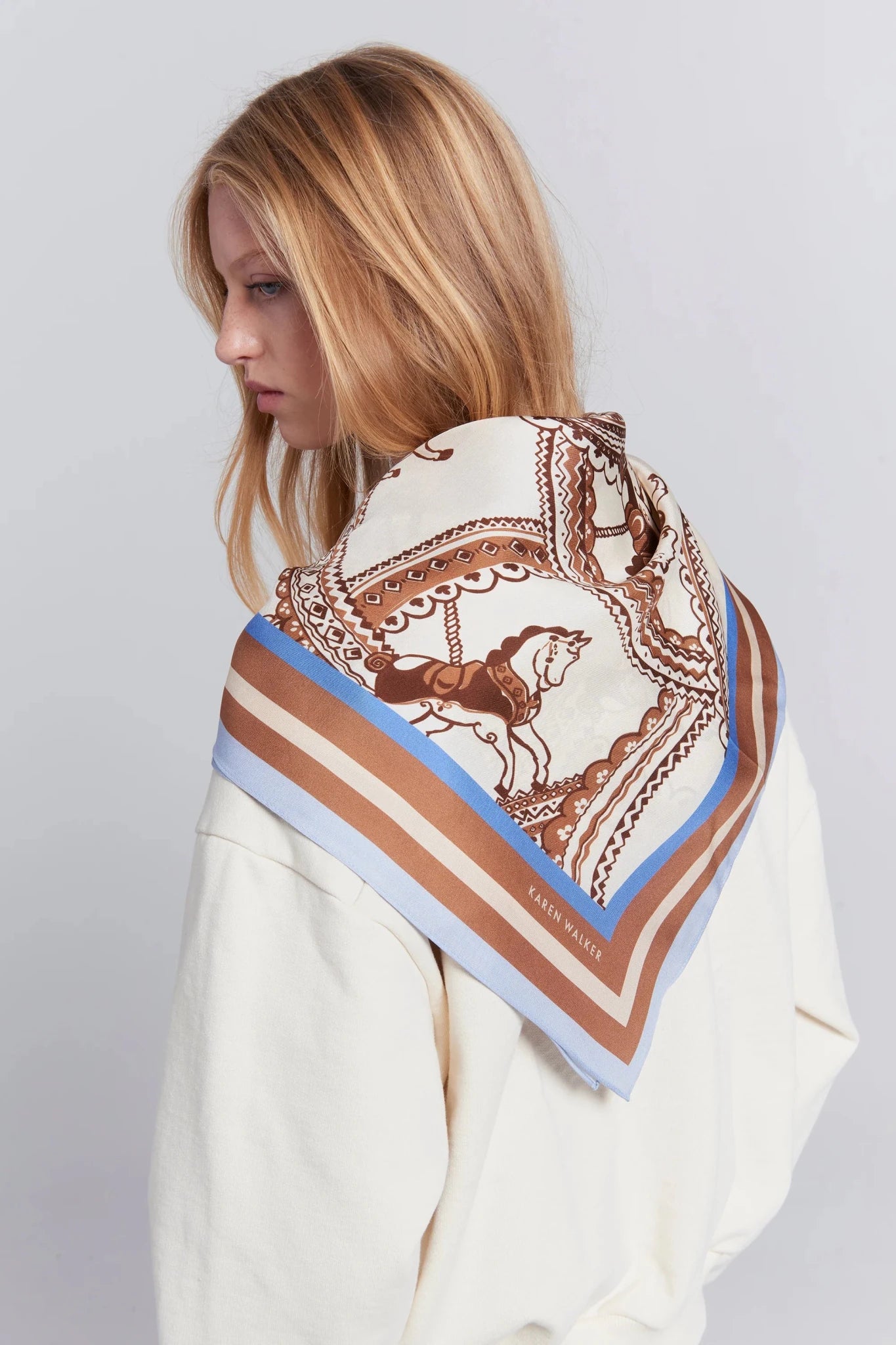 Karen Walker | Carousel Classic Silk Scarf | Cream Multi | Palm Boutique