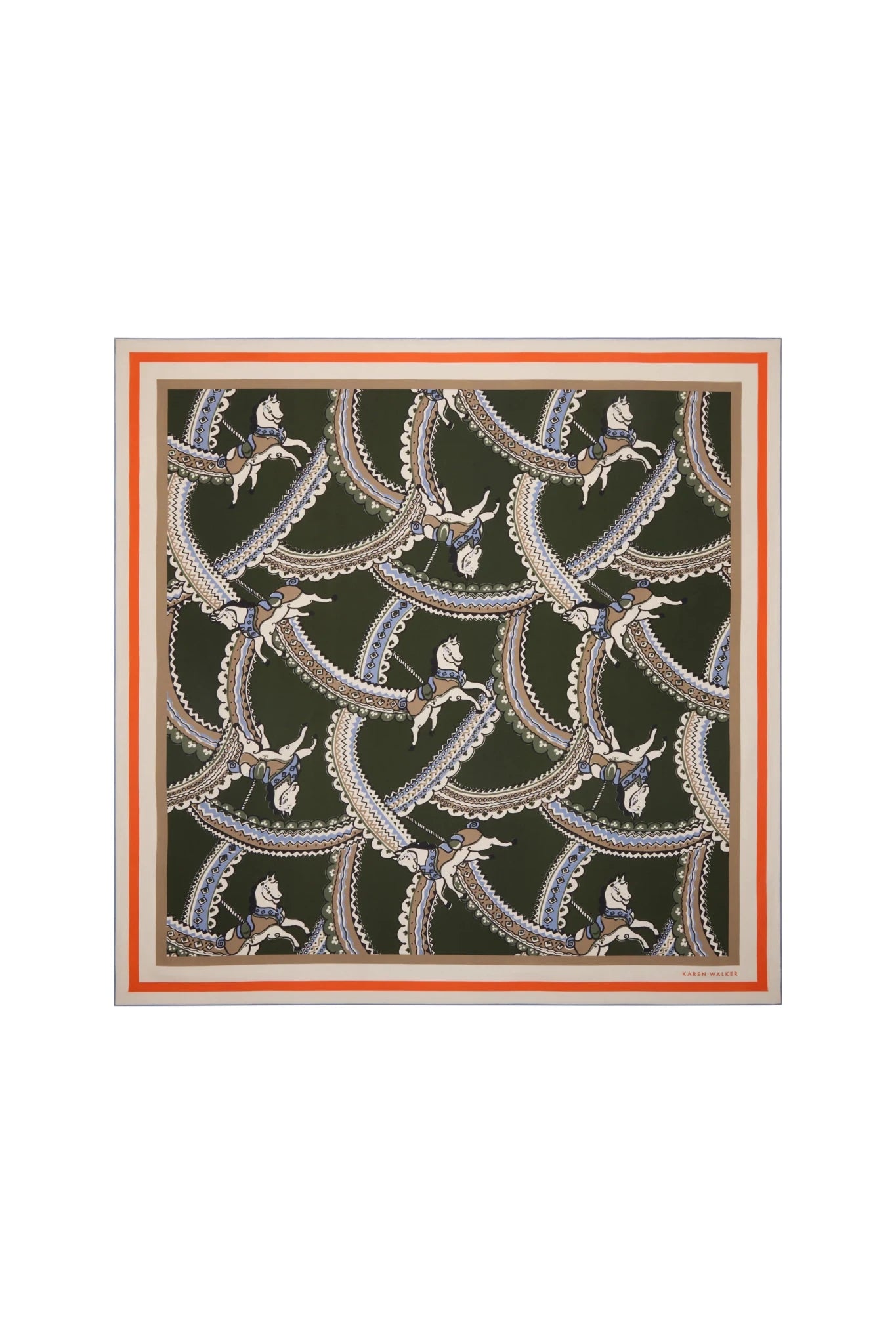 Karen Walker | Carousel Classic Silk Scarf | Olive Multi | Palm Boutique