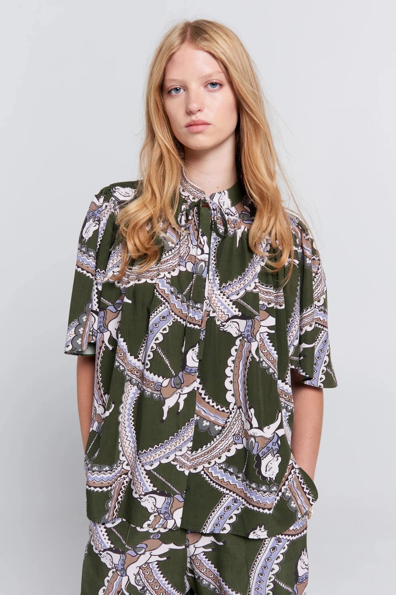 Karen Walker | Carousel Shirt | Olive Multi | Palm Boutique