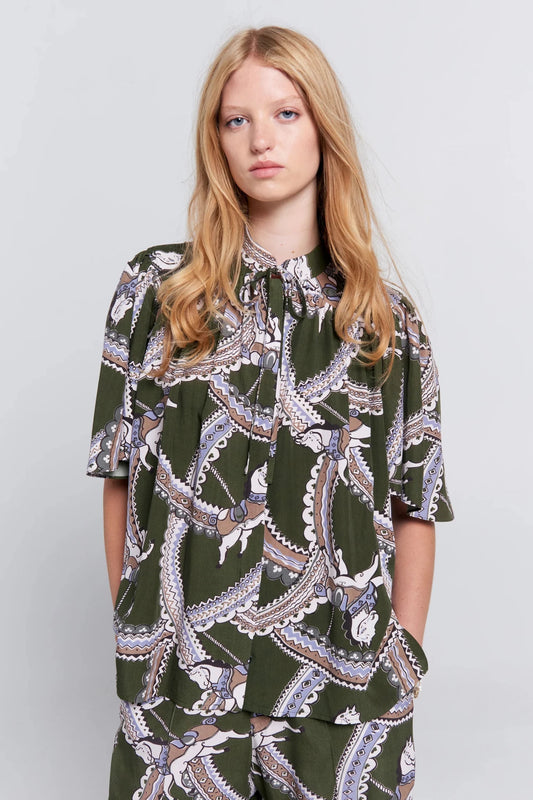 Karen Walker | Carousel Shirt | Olive Multi | Palm Boutique