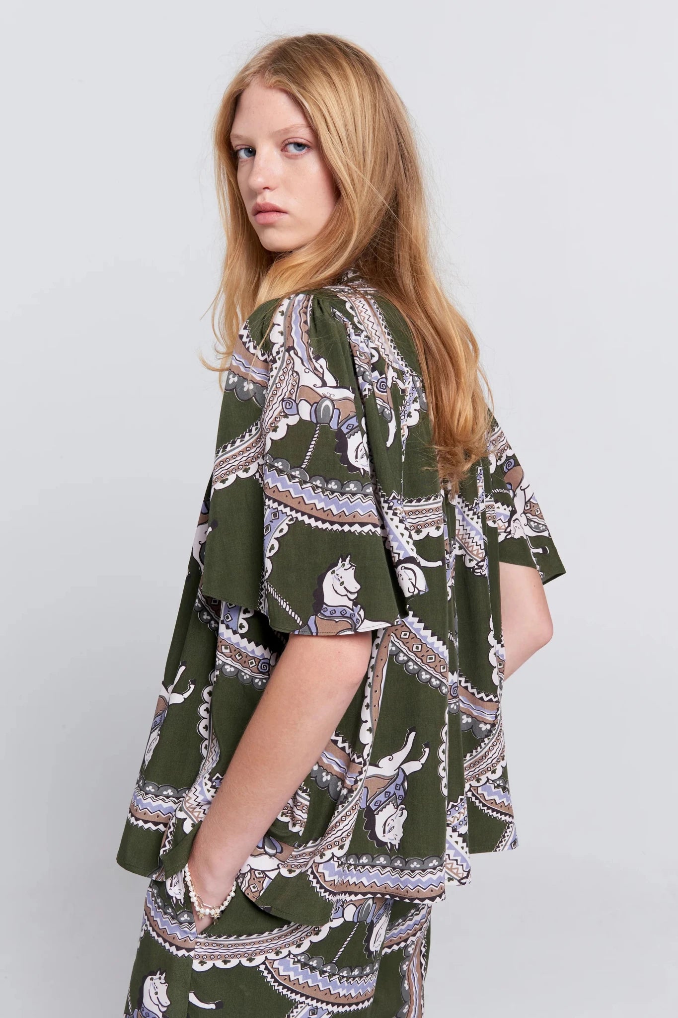 Karen Walker | Carousel Shirt | Olive Multi | Palm Boutique