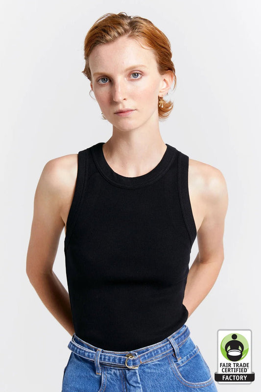 Karen Walker | Cotton Ribbed Singlet | Black | Palm Boutique