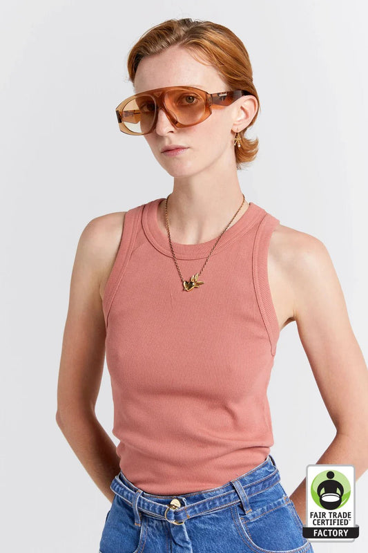 Karen Walker | Cotton Ribbed Singlet | Rose | Palm Boutique