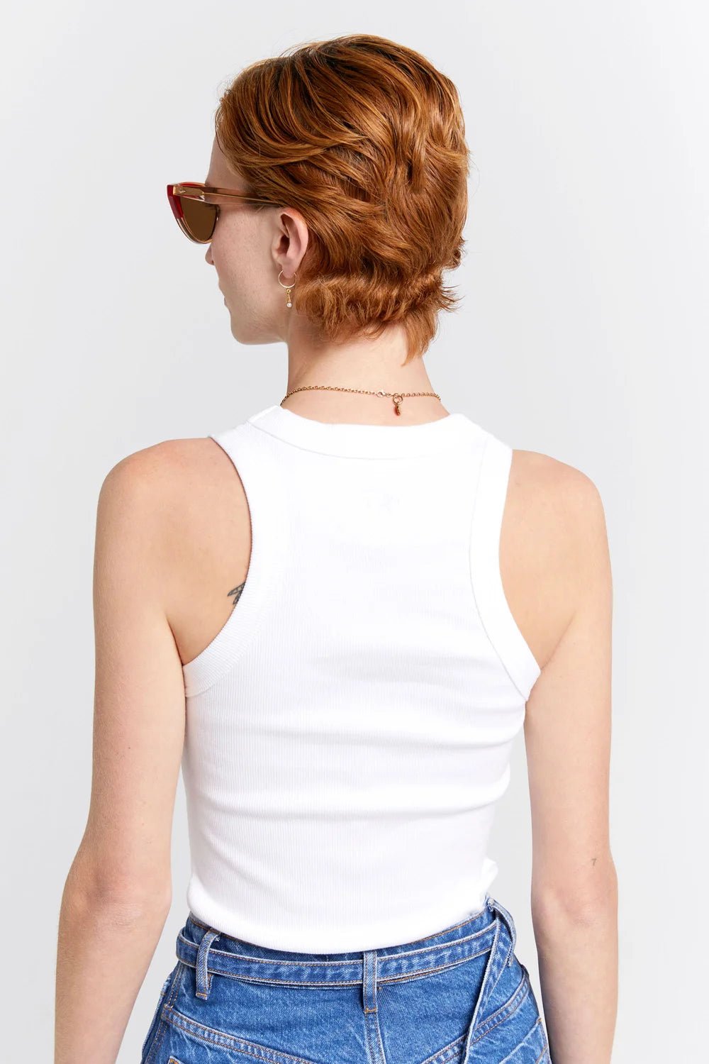 Karen Walker | Cotton Ribbed Singlet | White | Palm Boutique