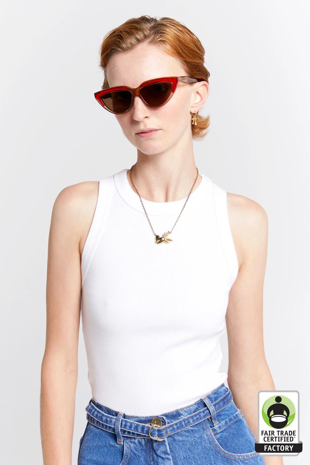 Karen Walker | Cotton Ribbed Singlet | White | Palm Boutique