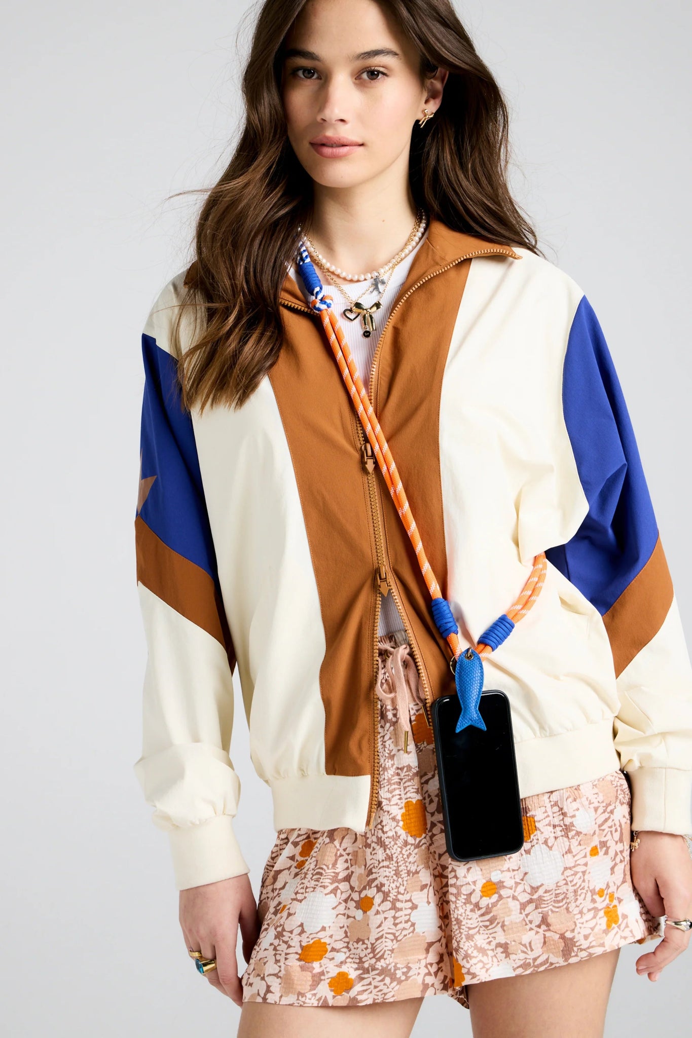Karen Walker | Crossbody Phone Strap | Orange Blue | Palm Boutique