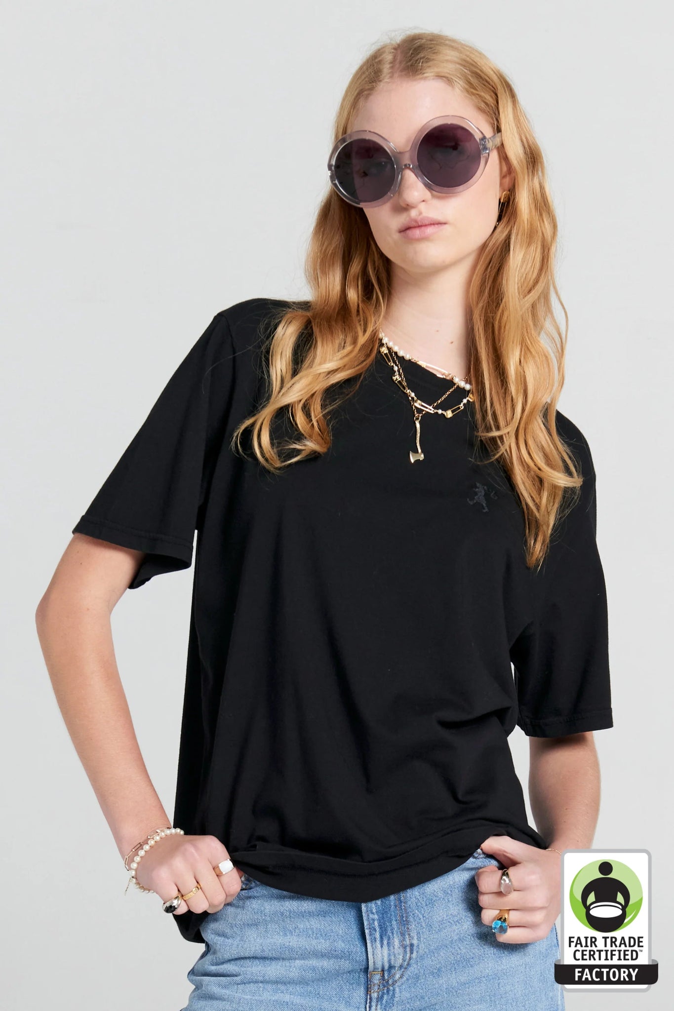 Karen Walker | Embroidered Runaway Girl Classic T-Shirt | Black | Palm Boutique