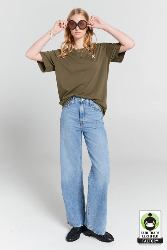 Karen Walker | Embroidered Runaway Girl Classic T-Shirt | Hunter Green | Palm Boutique
