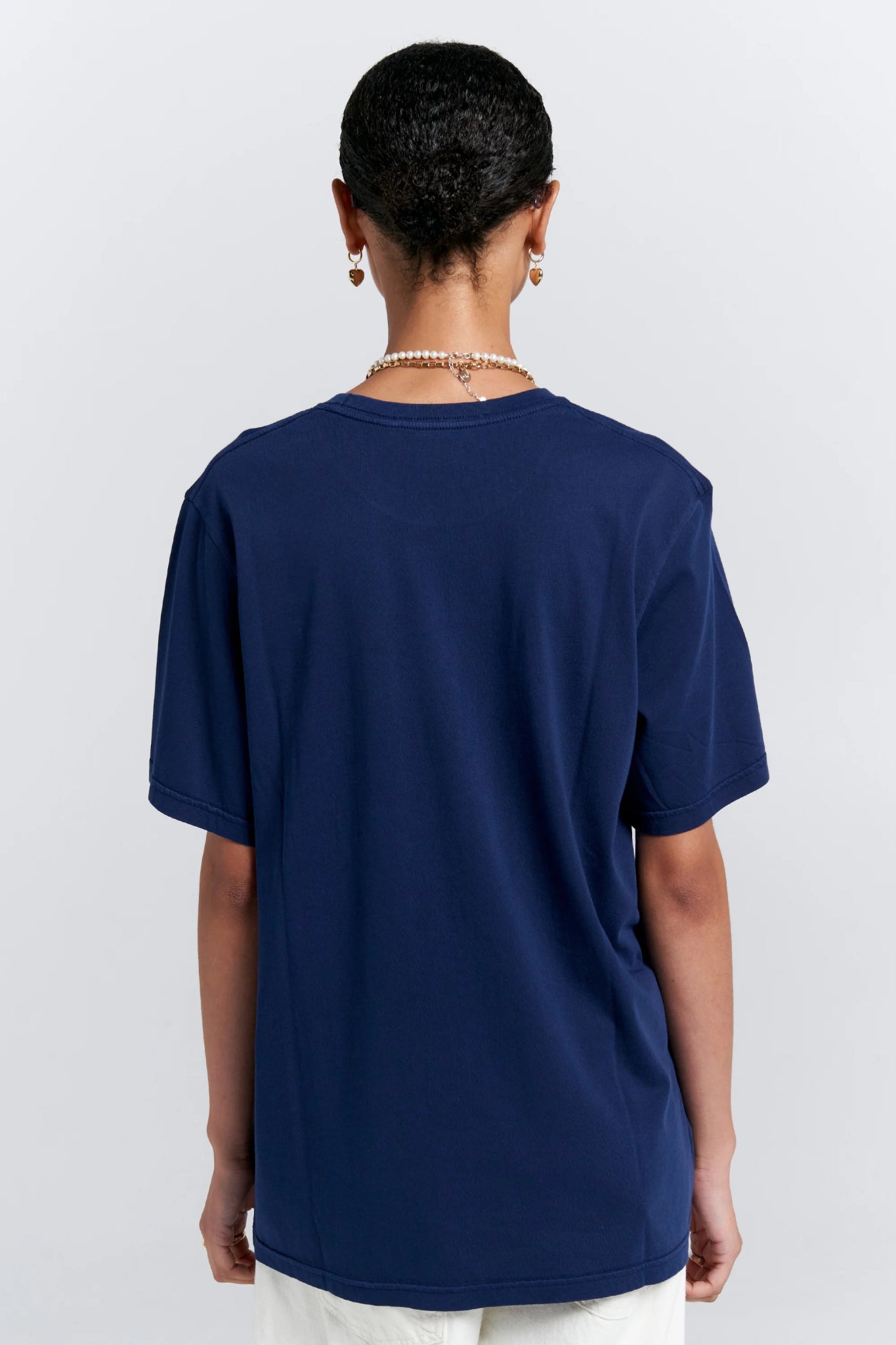 Karen Walker | Embroidered Runaway Girl Classic T-Shirt | Navy | Palm Boutique