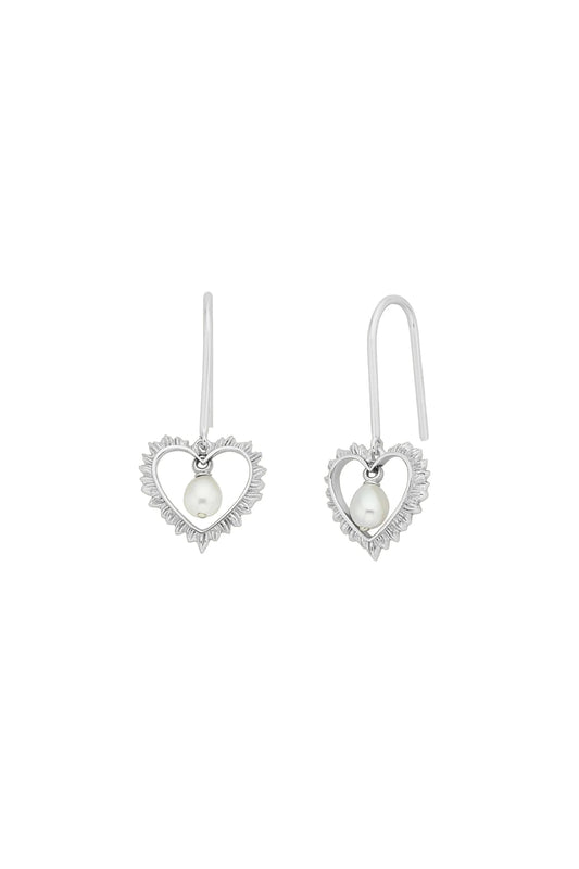 Karen Walker | Flaming Heart Pearl Drop Earrings | Stirling Silver | Palm Boutique