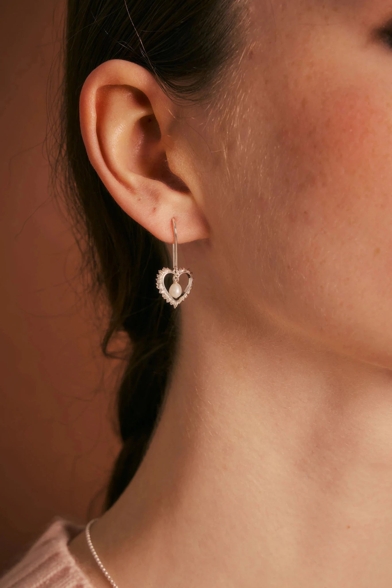 Karen Walker | Flaming Heart Pearl Drop Earrings | Stirling Silver | Palm Boutique