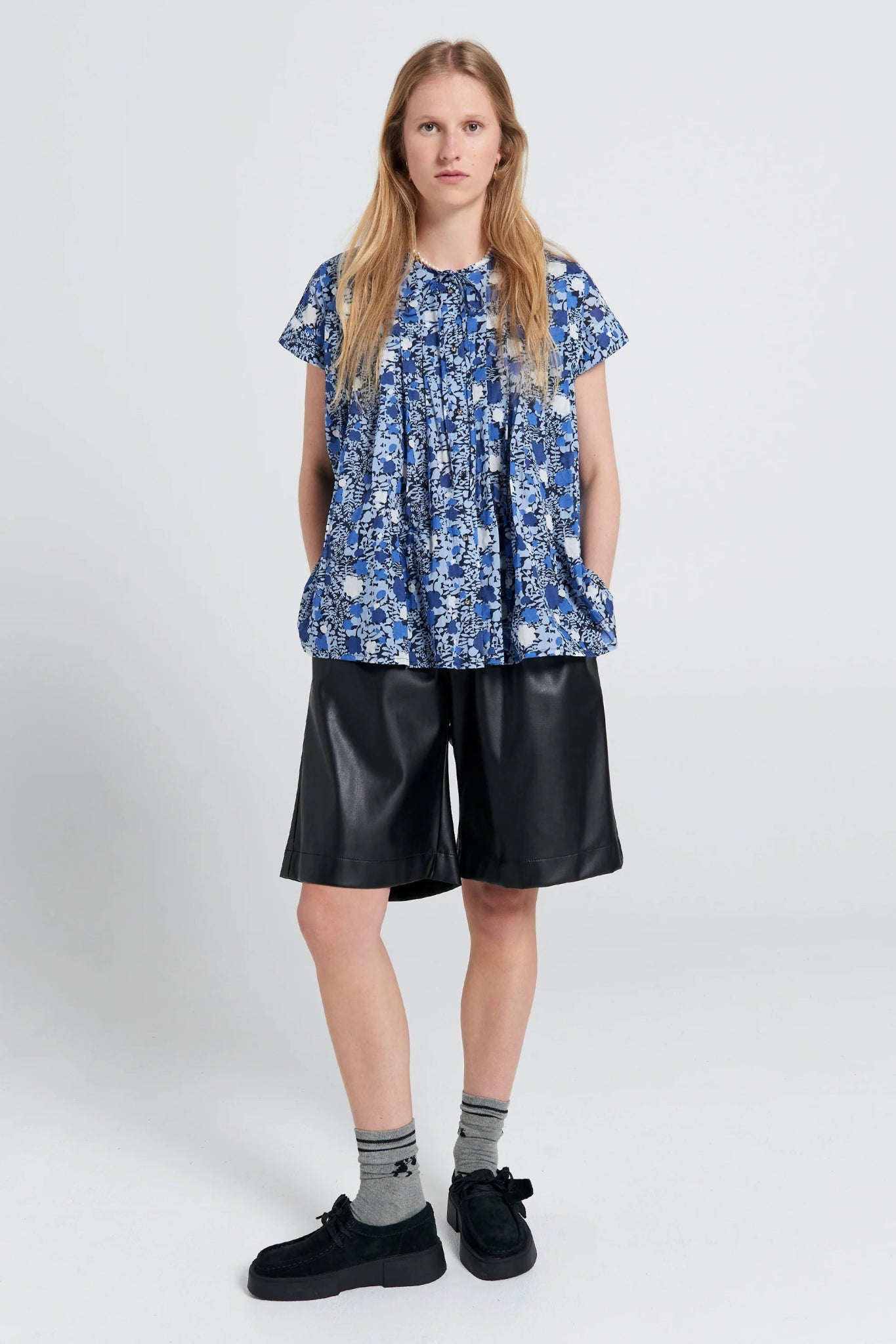 Karen Walker | Furrow Sleeveless Shirt | Blue Multi | Palm Boutique