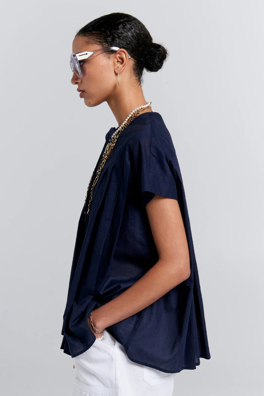 Karen Walker | Furrow Sleeveless Shirt | Navy | Palm Boutique