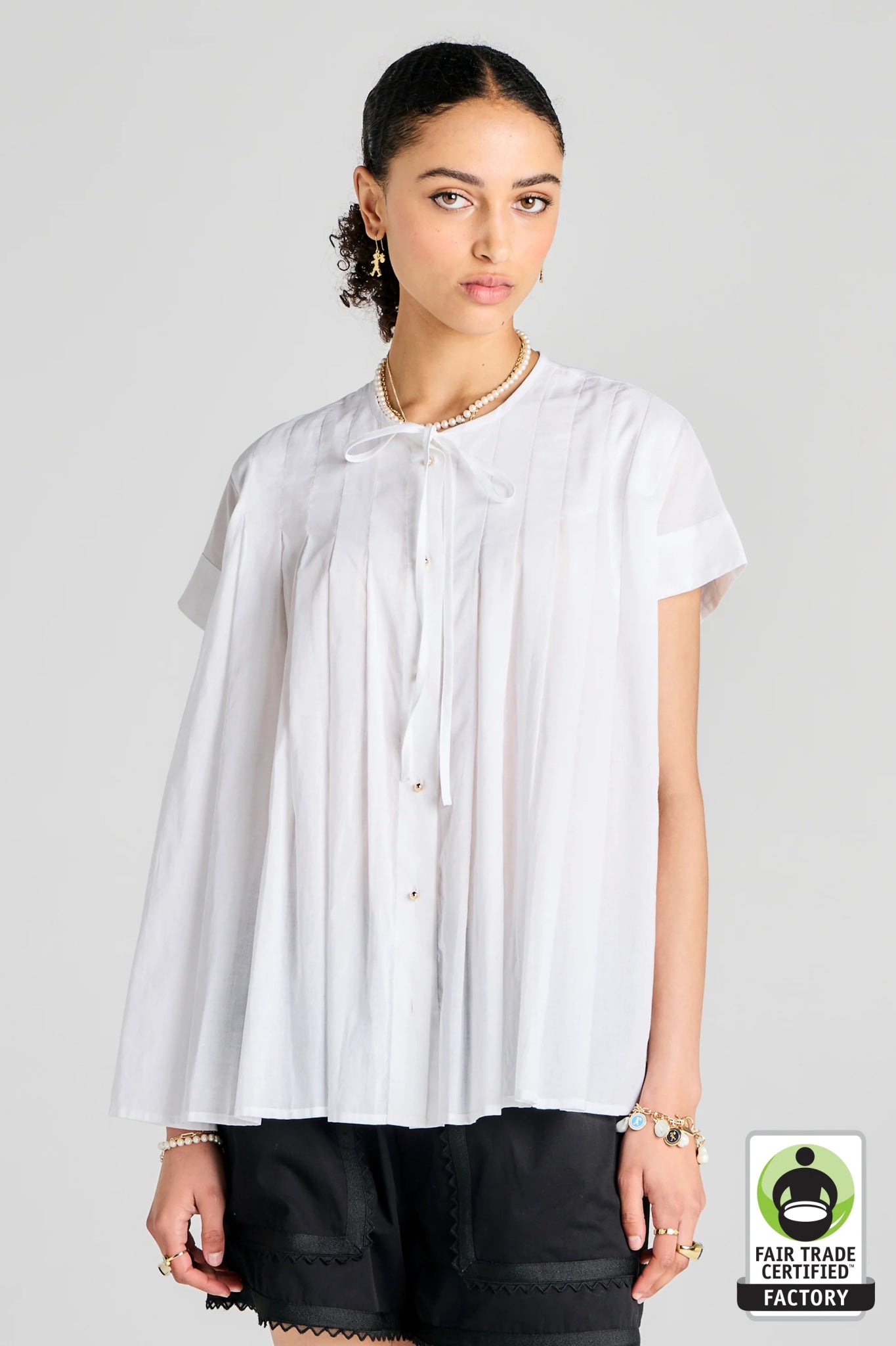 Karen Walker | Furrow Sleeveless Shirt | White | Palm Boutique