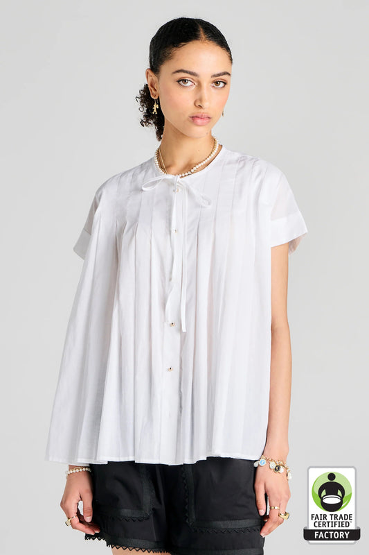 Karen Walker | Furrow Sleeveless Shirt | White | Palm Boutique