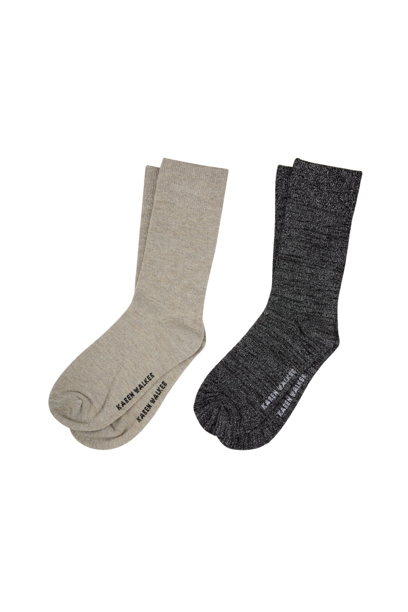Karen Walker | Glitter Socks 2 Pack | Natural Silver/Black Silver | Palm Boutique