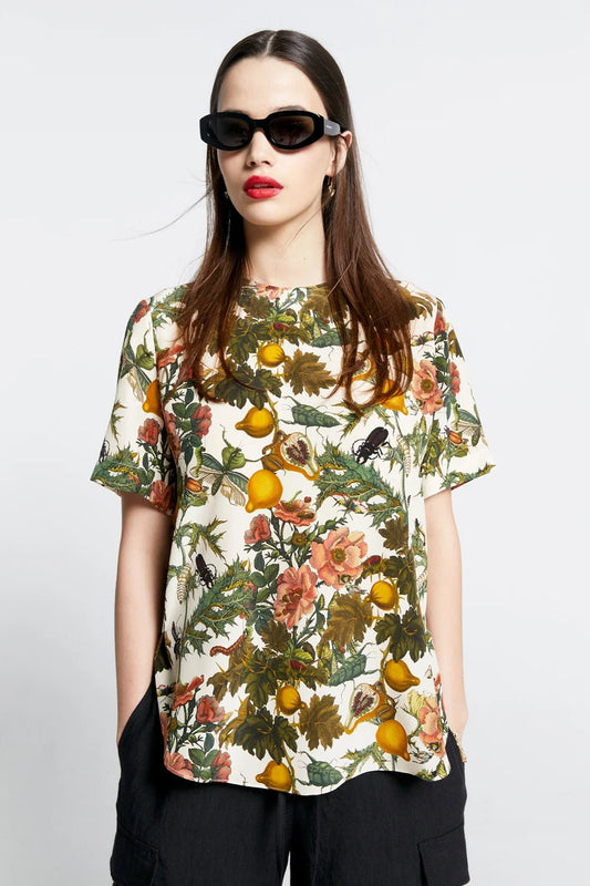 Karen Walker | KW Citron Top | Insects & Fruit Crepe De Chine | Palm Boutique
