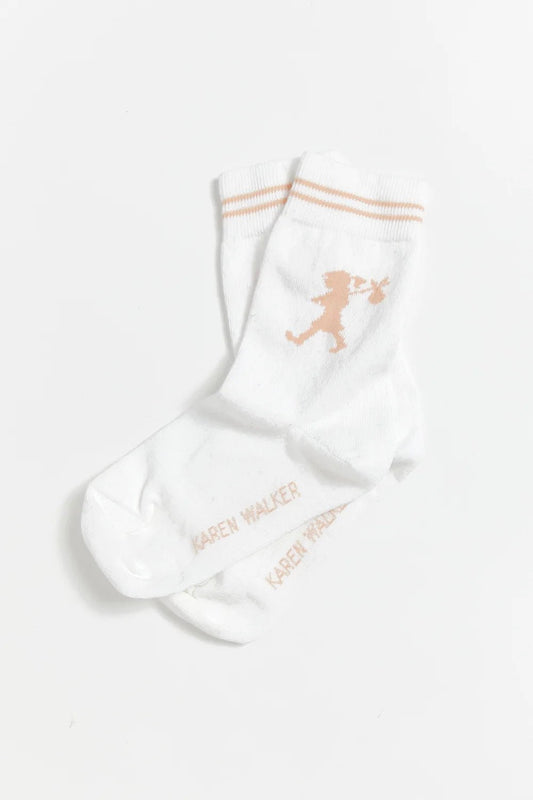 Karen Walker | KW Runaway Ankle Socks | White/Pink | Palm Boutique
