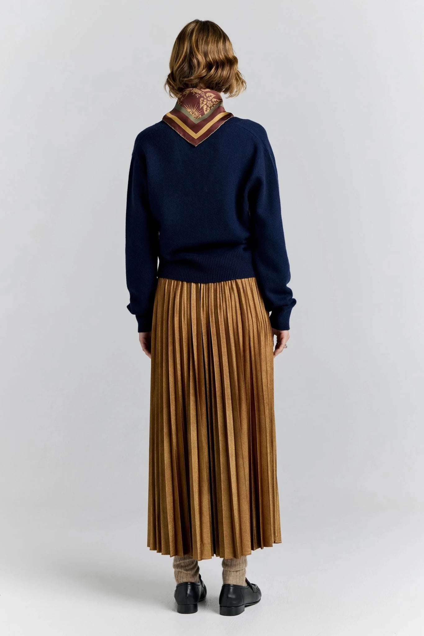 Karen Walker | Metallic Sunray Pleated Skirt | Antique Gold | Palm Boutique
