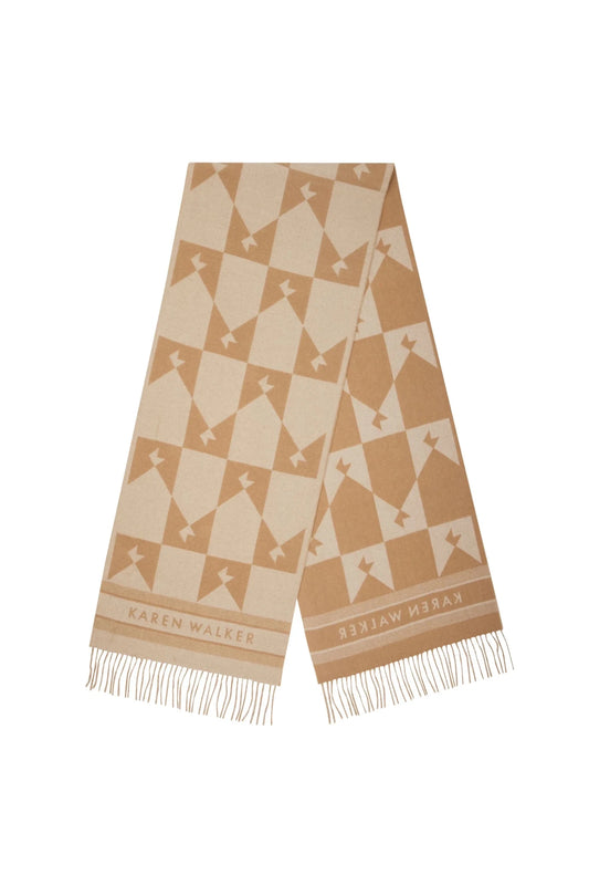 Karen Walker | Monogram Jacquard Scarf | Cream/Tan | Palm Boutique