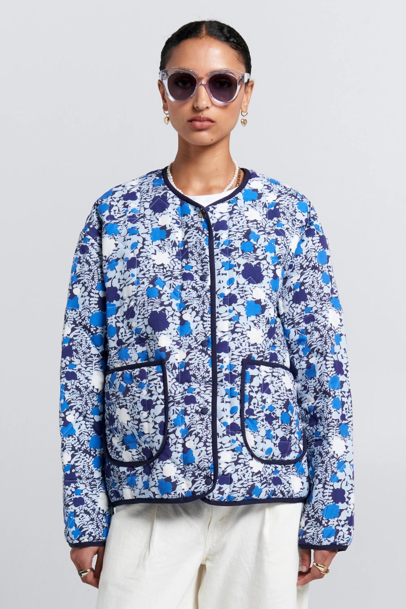 Karen Walker | Quilted Drift Jacket | Blue Multi | Palm Boutique