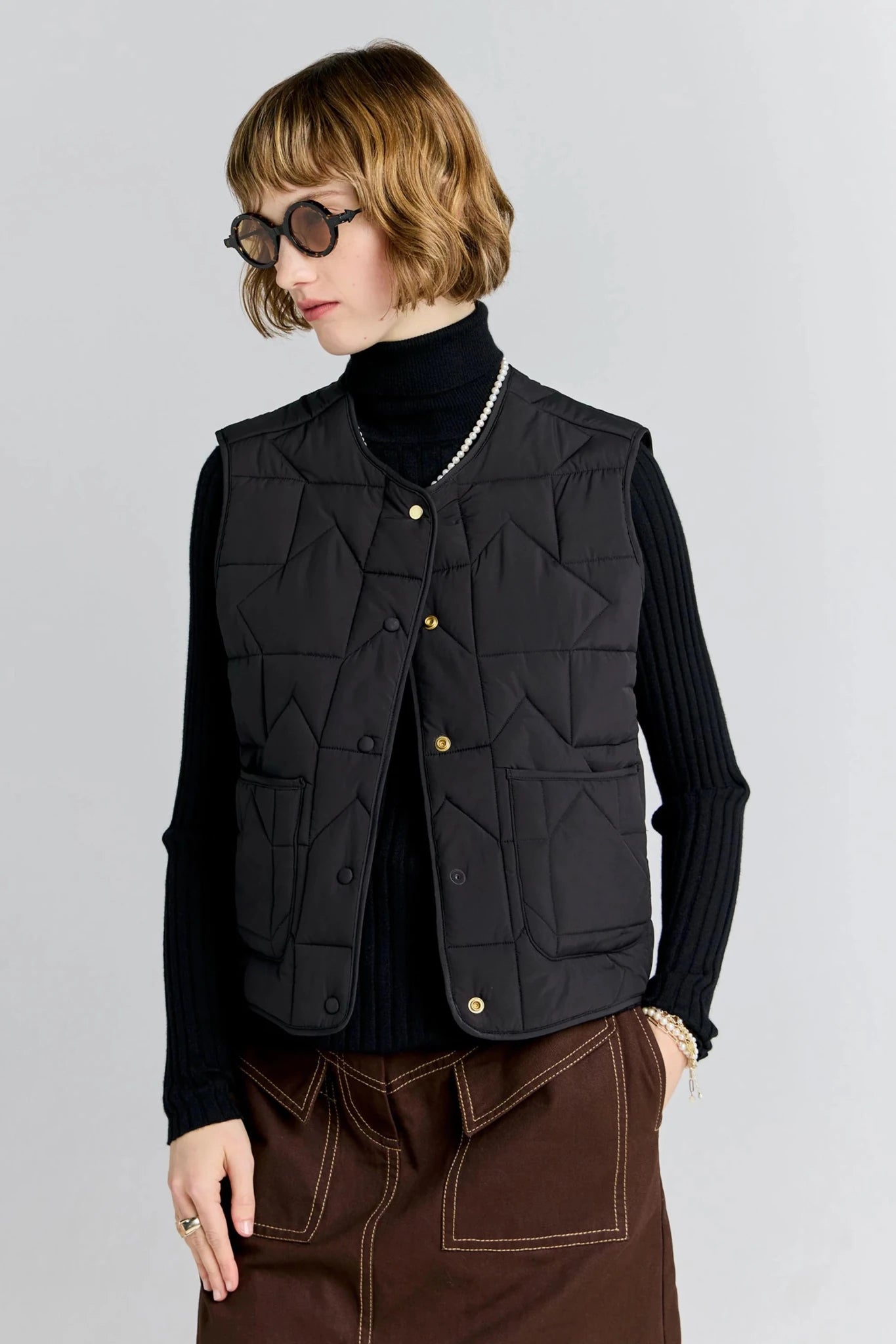 Karen Walker | Quilted Drift Vest | Black | Palm Boutique