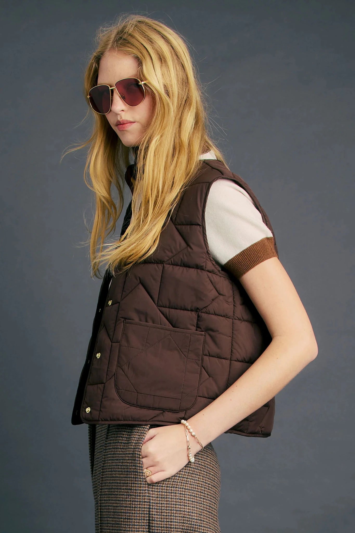 Karen Walker | Quilted Drift Vest | Chocolate | Palm Boutique