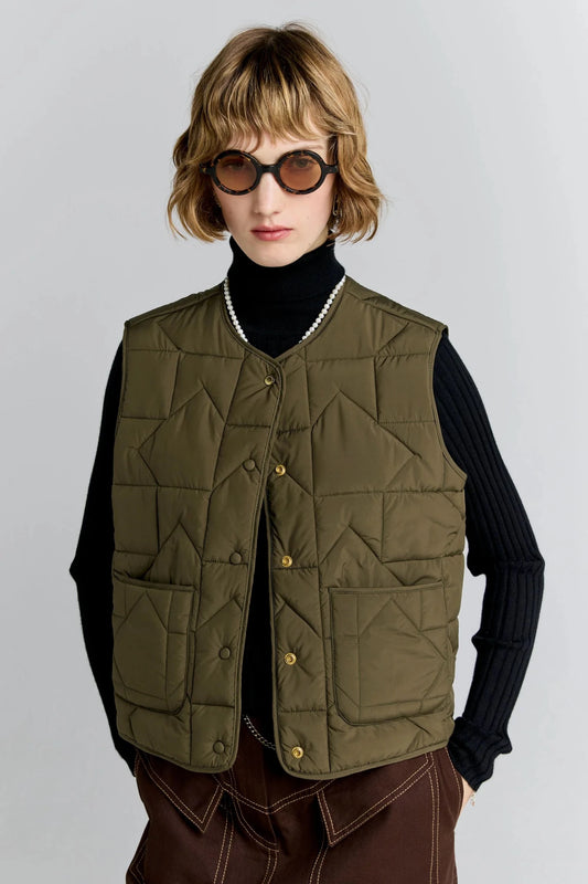 Karen Walker | Quilted Drift Vest | Dark Olive | Palm Boutique