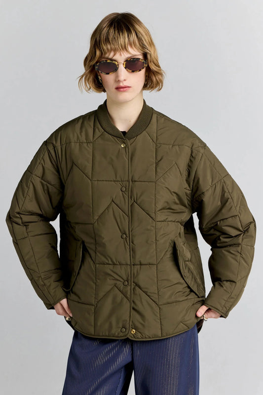 Karen Walker | Quilted Monogram Jacket | Dark Olive | Palm Boutique