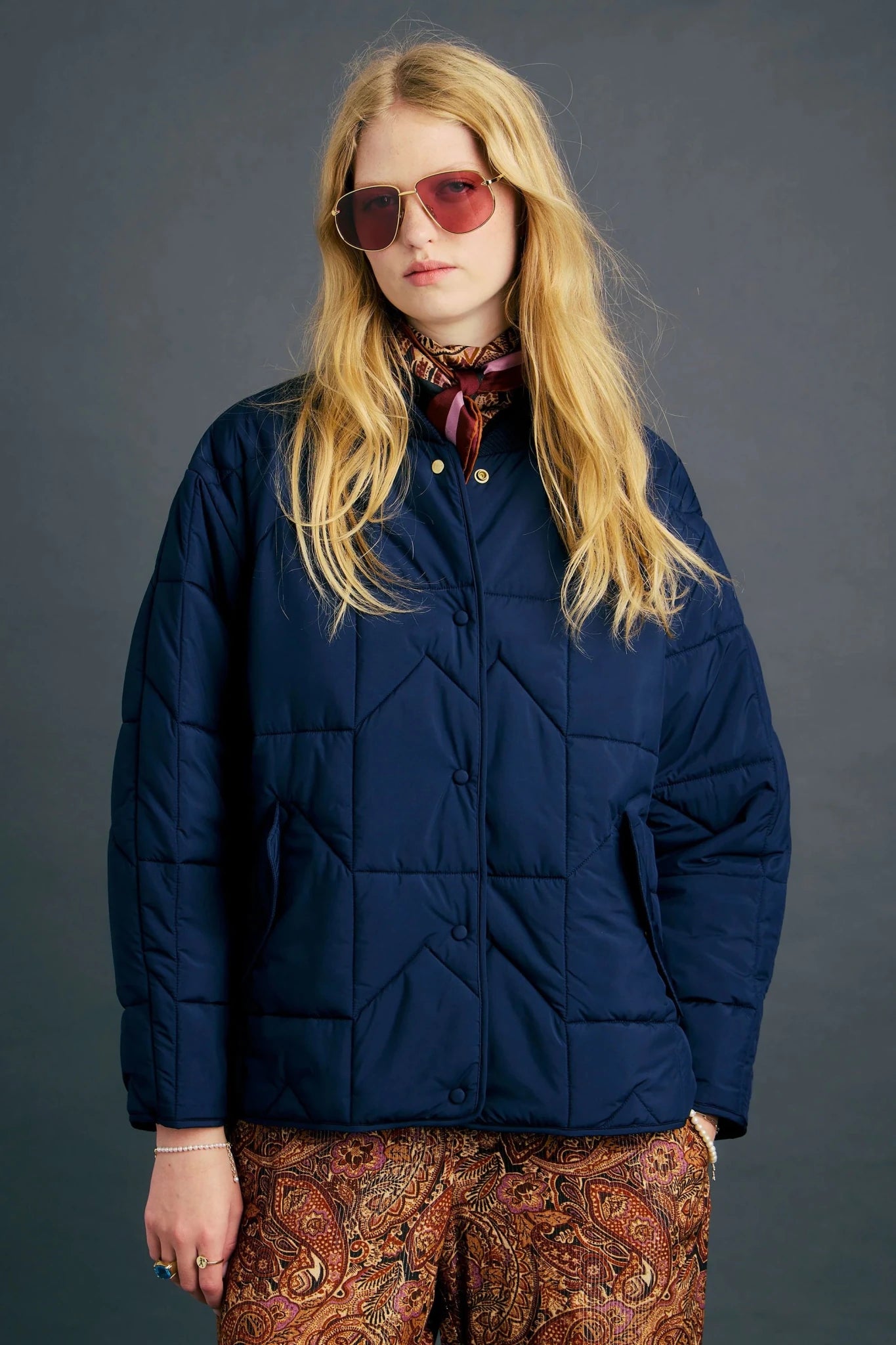 Karen Walker | Quilted Monogram Jacket | Navy | Palm Boutique