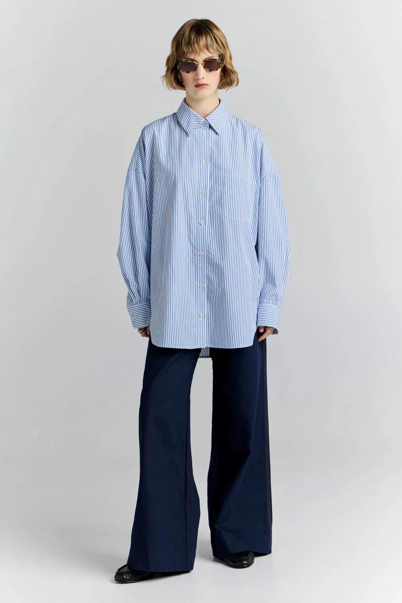 Karen Walker | Rider Shirt | Blue/White | Palm Boutique