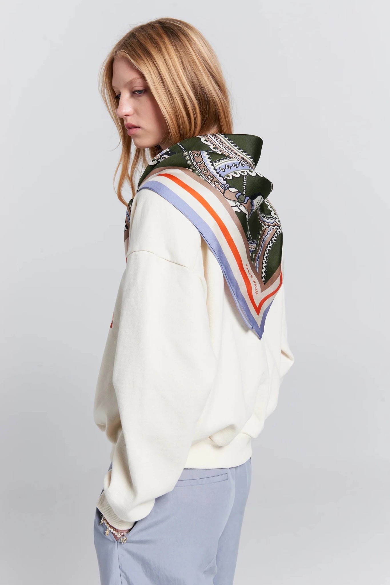 Karen Walker | Runaway Carousel Organic Crewneck Sweatshirt | Ecru Tangerine | Palm Boutique