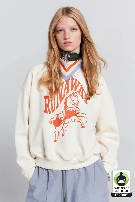 Karen Walker | Runaway Carousel Organic Crewneck Sweatshirt | Ecru Tangerine | Palm Boutique