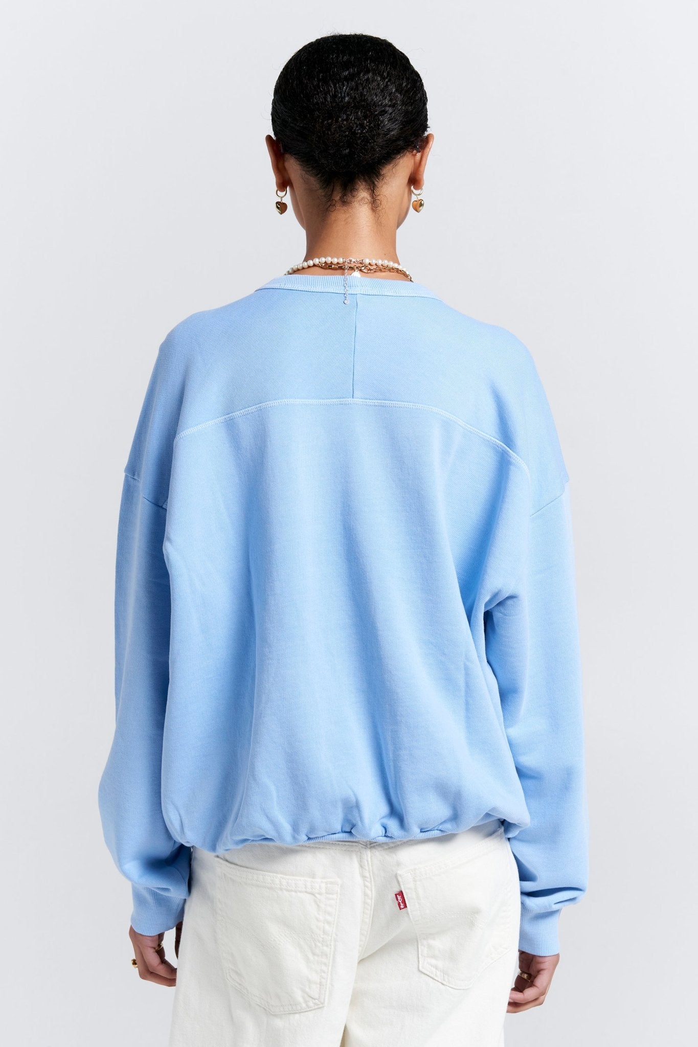 Karen Walker | Runaway College Cotton Crewneck Sweatshirt | Blue | Palm Boutique