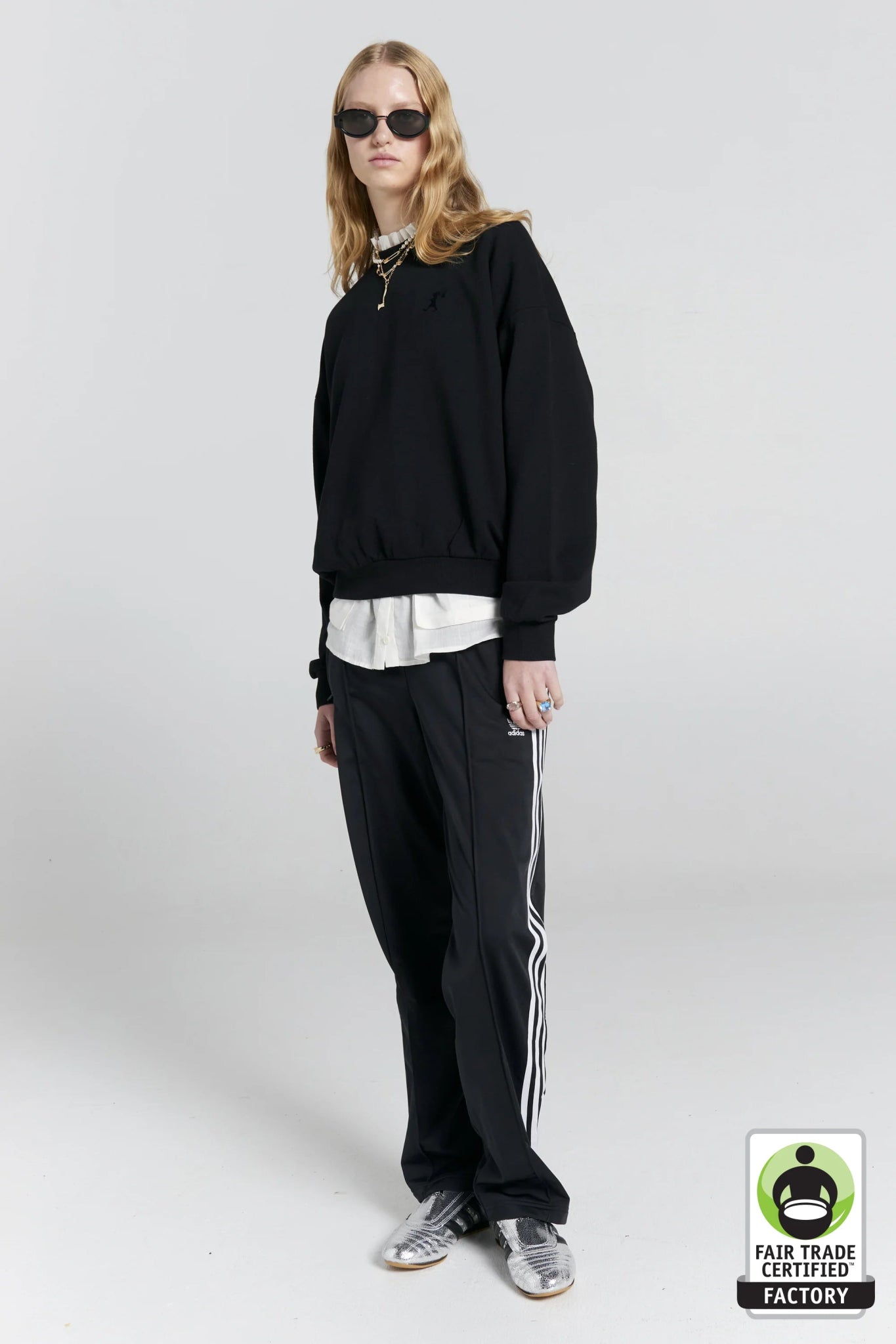 Karen Walker | Runaway Girl Cotton Crewneck Sweatshirt | Black | Palm Boutique